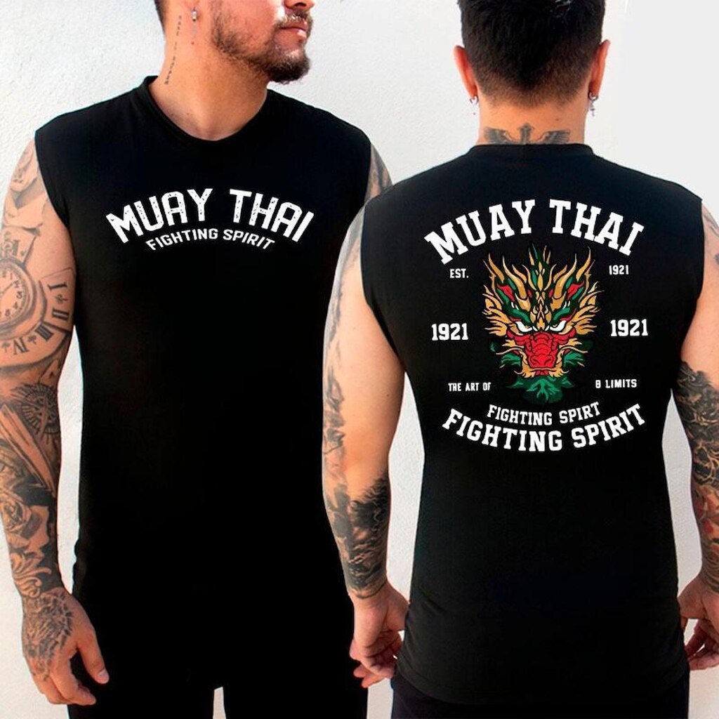 Camiseta Regata Abstract Compressão Muay Thai Mascara Do Dragão Arte Marcial