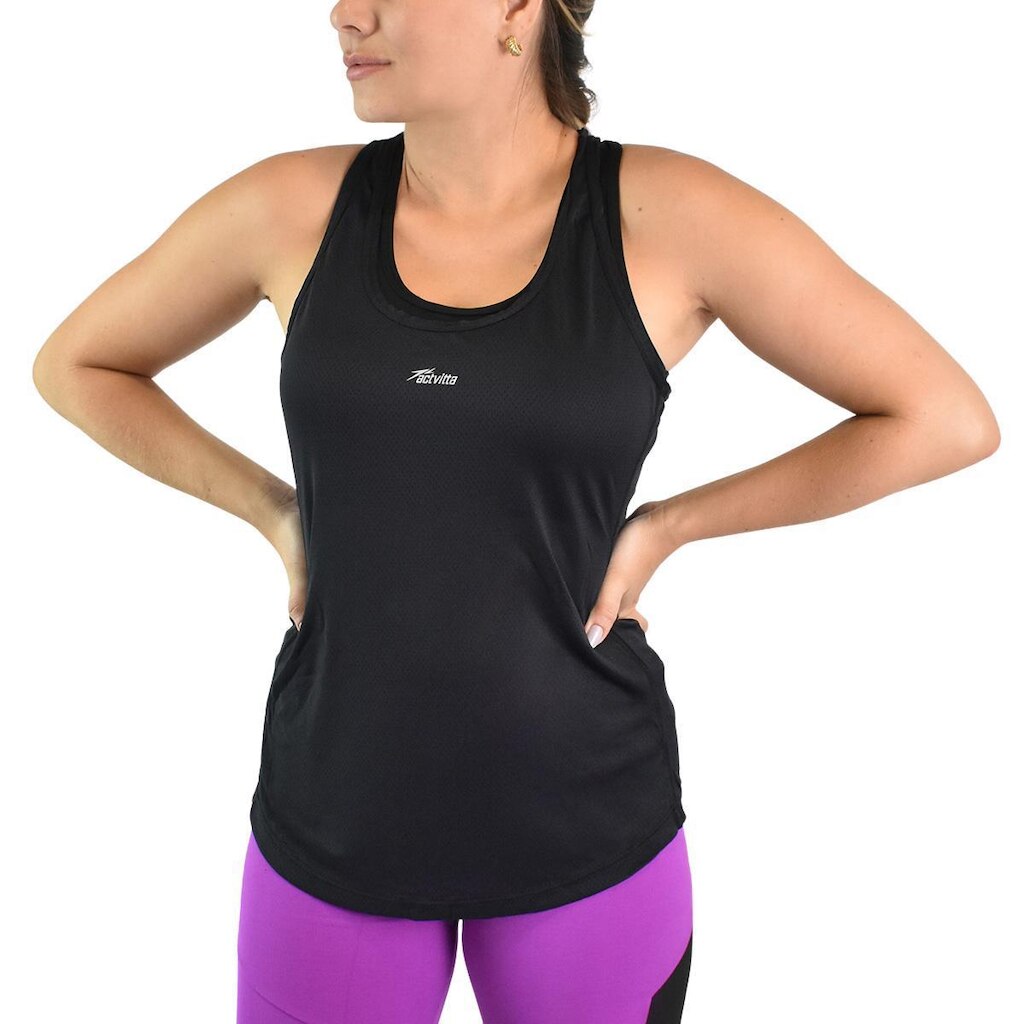 Camiseta Regata Activitta Feminina Esportiva Poliamida Preta (PRETO PP)