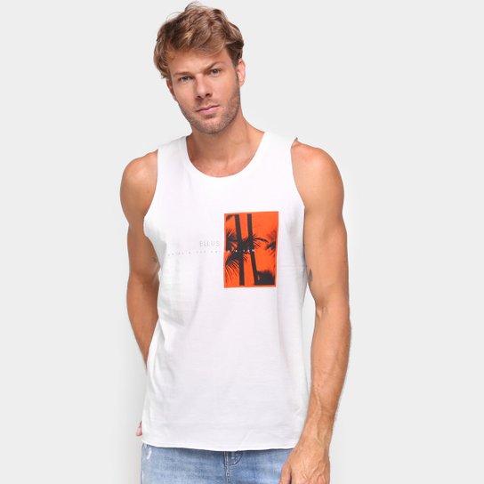 Camiseta Regata Ellus Coqueiro Masculina - Off White