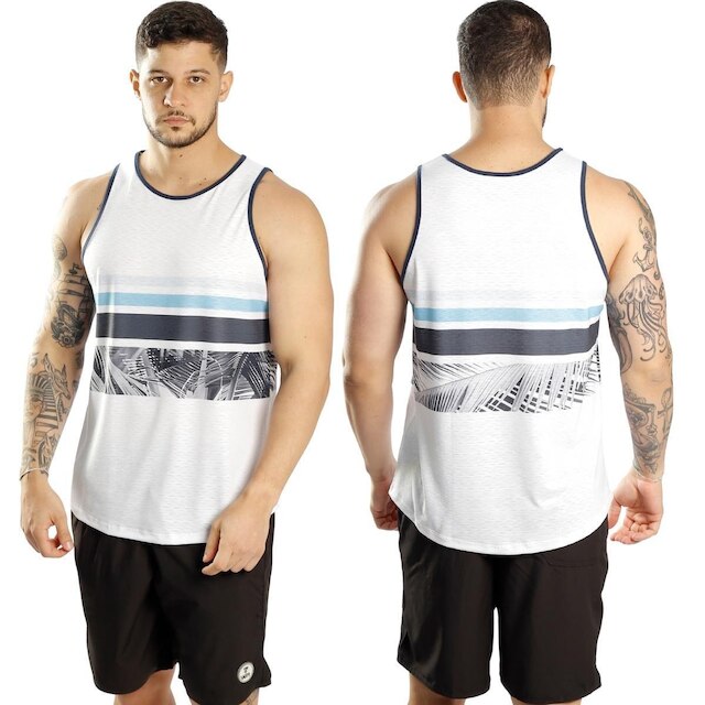 Camiseta Regata Estampada Masculina Elastano Casual Passeio Casual