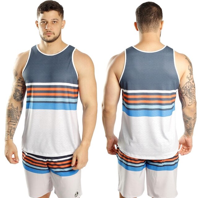 Camiseta Regata Estampada Masculina Elastano Casual Passeio Casual