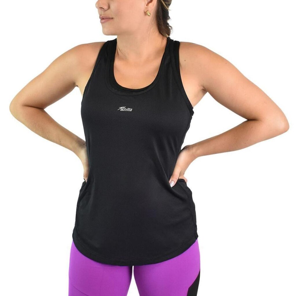 Camiseta Regata Feminina Activitta Esporte Preta 40001125400