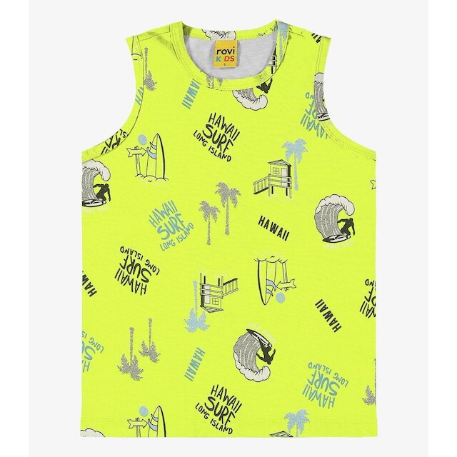 Camiseta Regata Machão Cotton Leve Menino Surf Havai