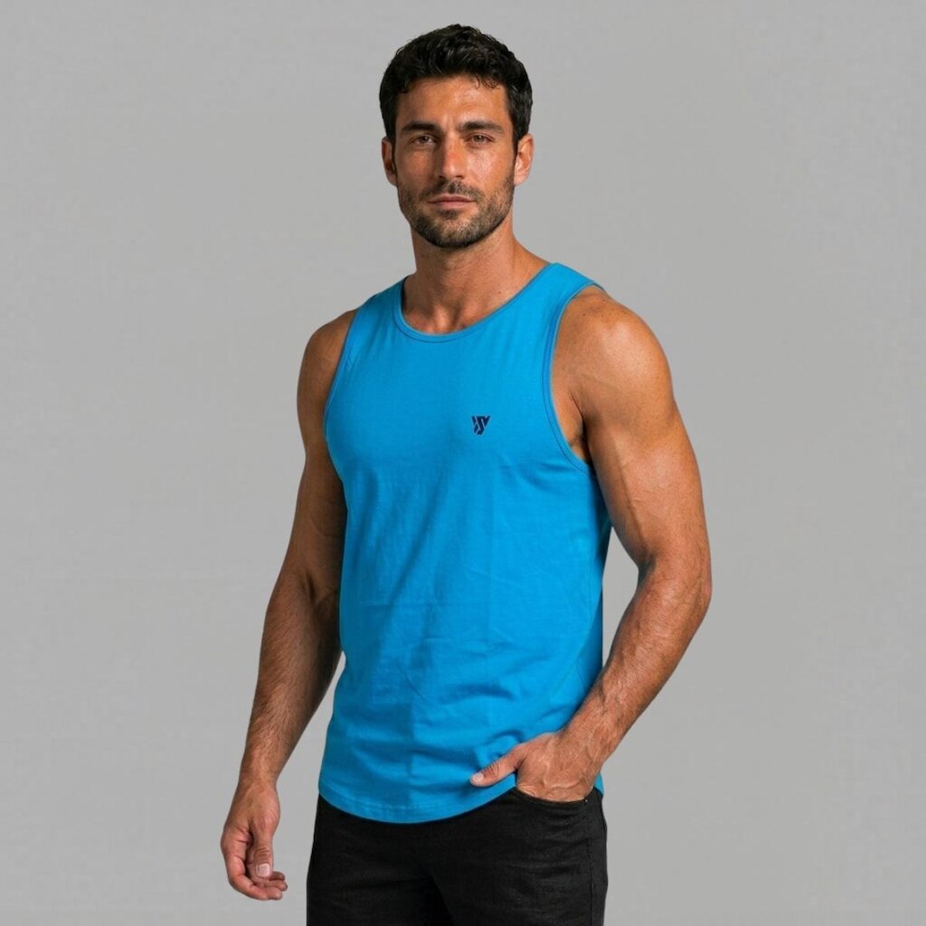 Camiseta Regata Masculina Lisa 100% Algodão Premium Casual