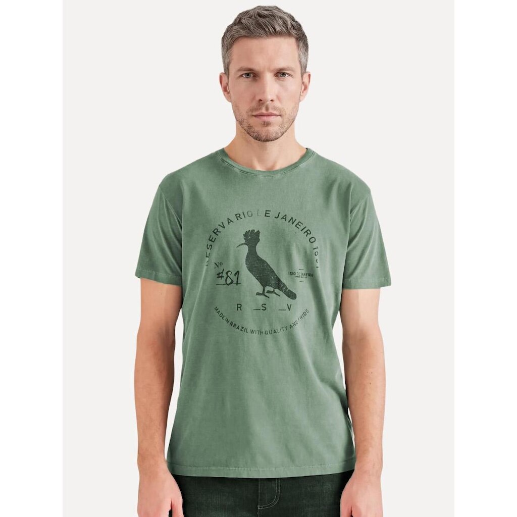 Camiseta Reserva Masculina Carimbo Gaze Stoned Verde Escuro