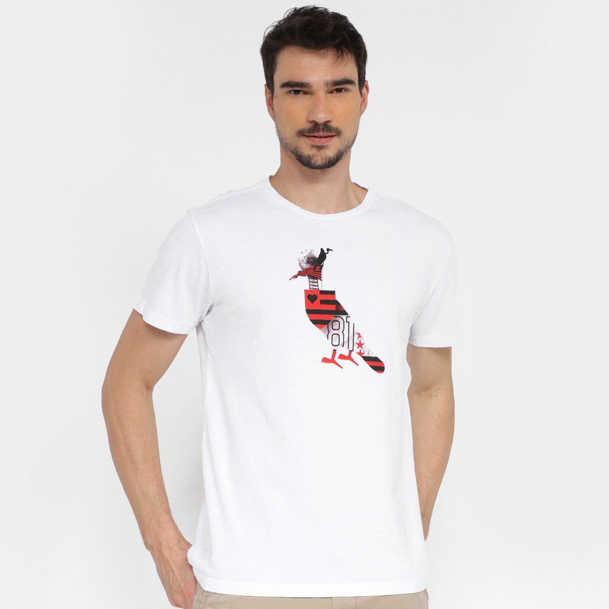 Camiseta Reserva Pica Pau Flamengo Masculina - Branco Menor preço em Camiseta Reserva Pica Pau Flamengo Masculina - Branco