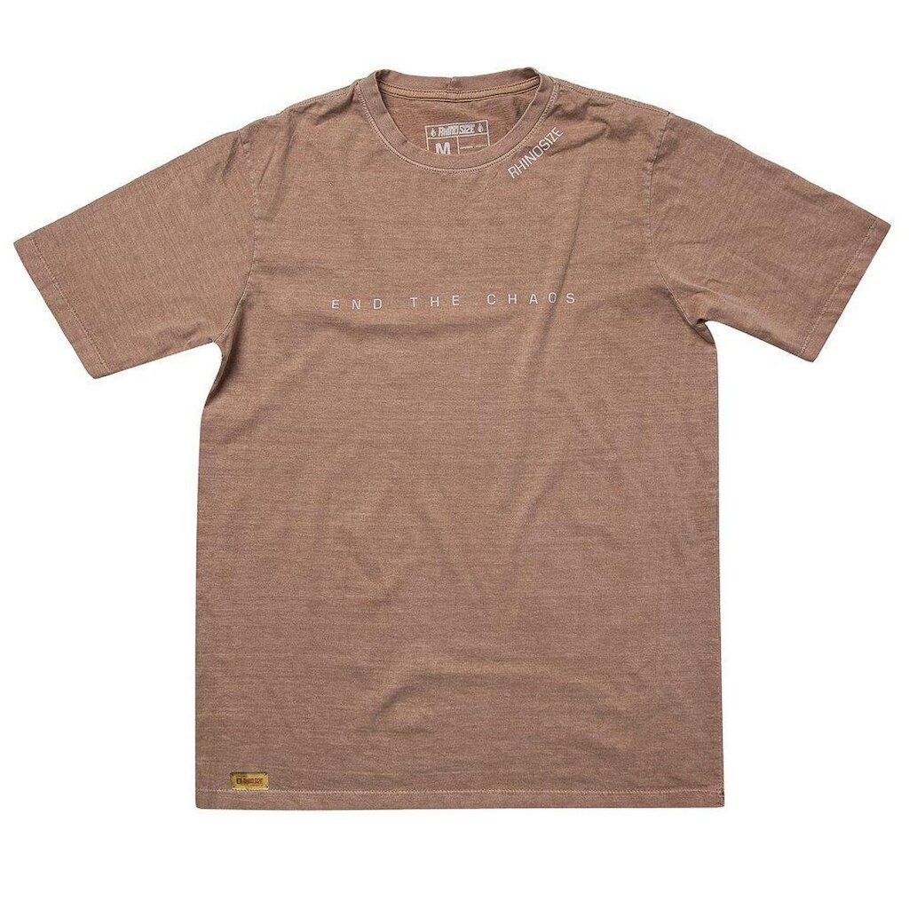 Camiseta Rhino Size Caos Bege Lavada
