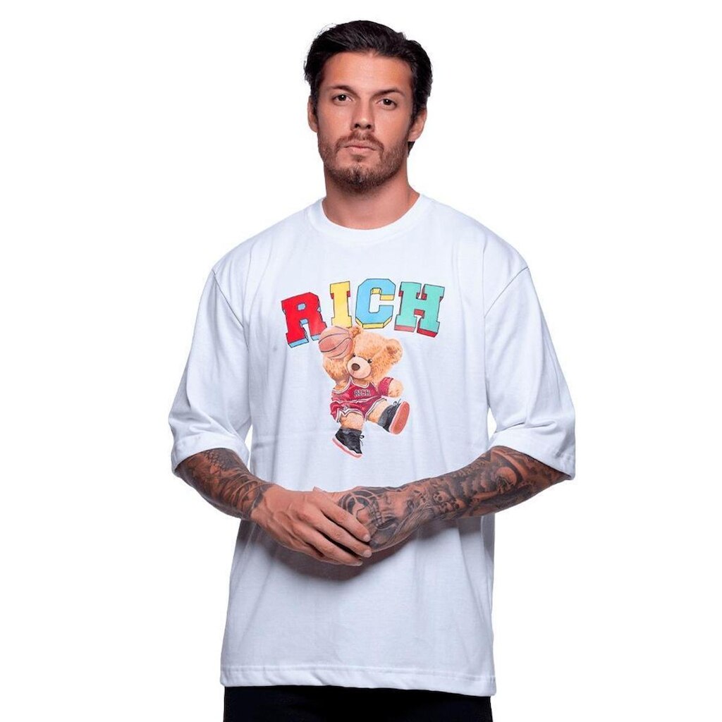 Camiseta Rich Young Oversized Teddy Basketball Branca