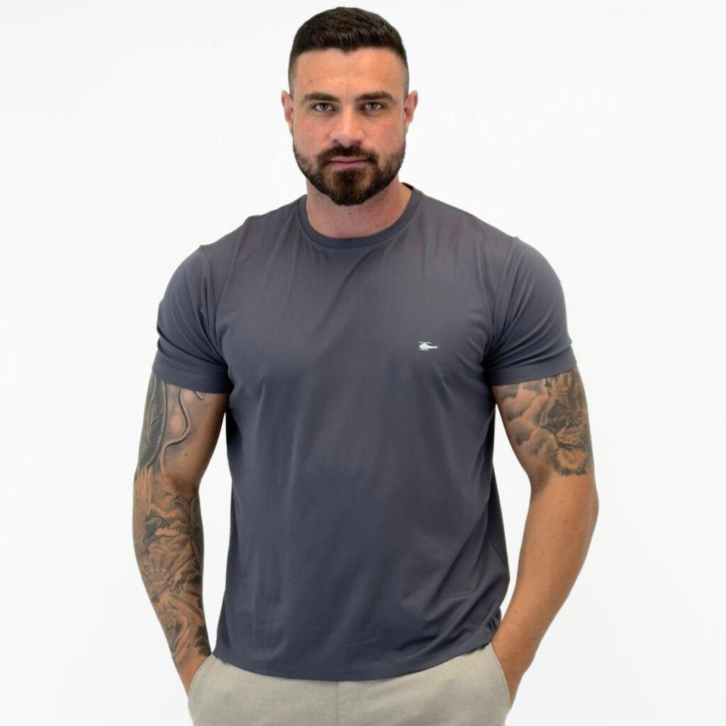 Camiseta Sallo Básica Slim Manga Curta Gola Redonda Masculina