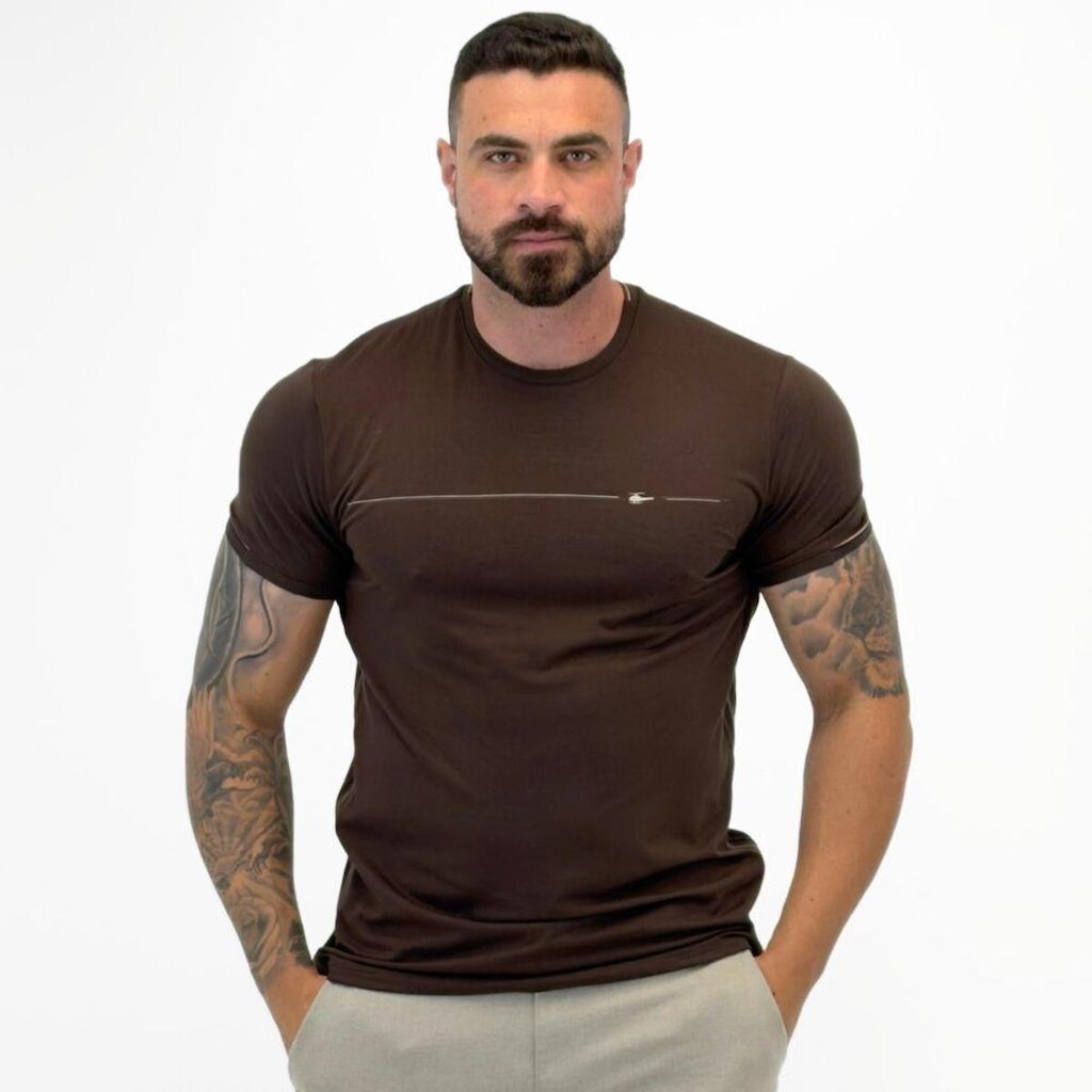 Camiseta Sallo Manga Curta Gola Redonda Slim Masculina