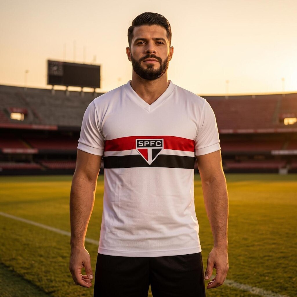 Camiseta São Paulo Retro 1977 Masculina Branca
