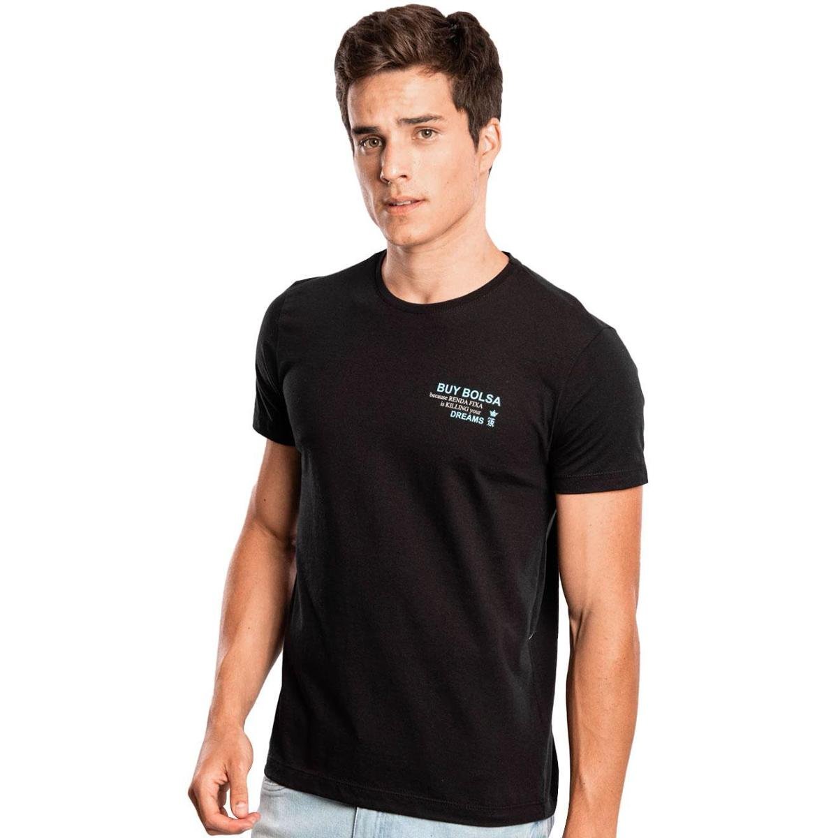 Menor preço em Camiseta Sergio K Masculina Renda Fixa Preta