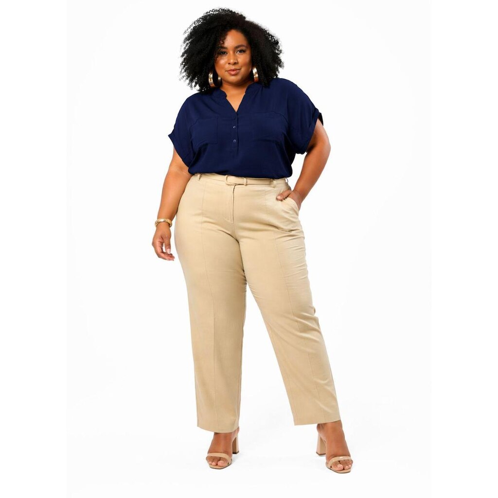 Camiseta Social Plus Size D Bell Outlet Fashion Azul Marinho