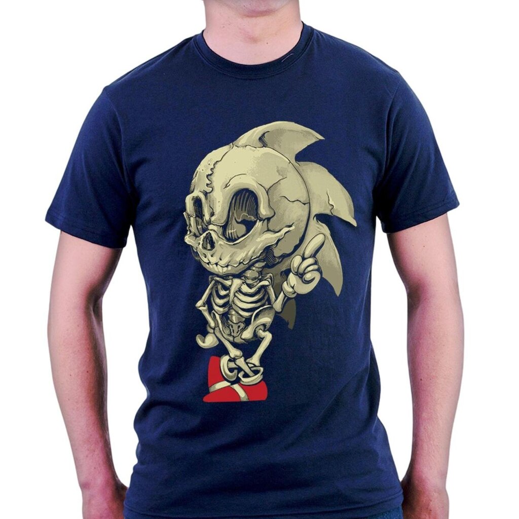 Camiseta Sonic Esqueleto Sega Video Game Retro 100% Algodão