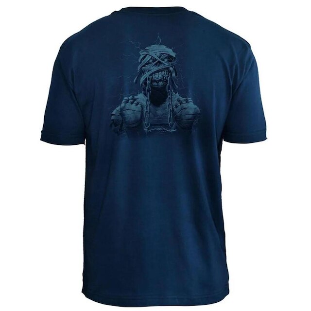 Camiseta Stamp de Banda Iron Maiden em Algodão Manga Curta Gola Redonda Oficial