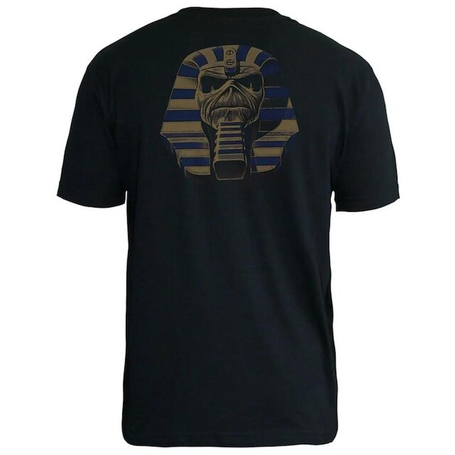 Camiseta Stamp de Banda Iron Maiden em Algodão Manga Curta Gola Redonda Oficial