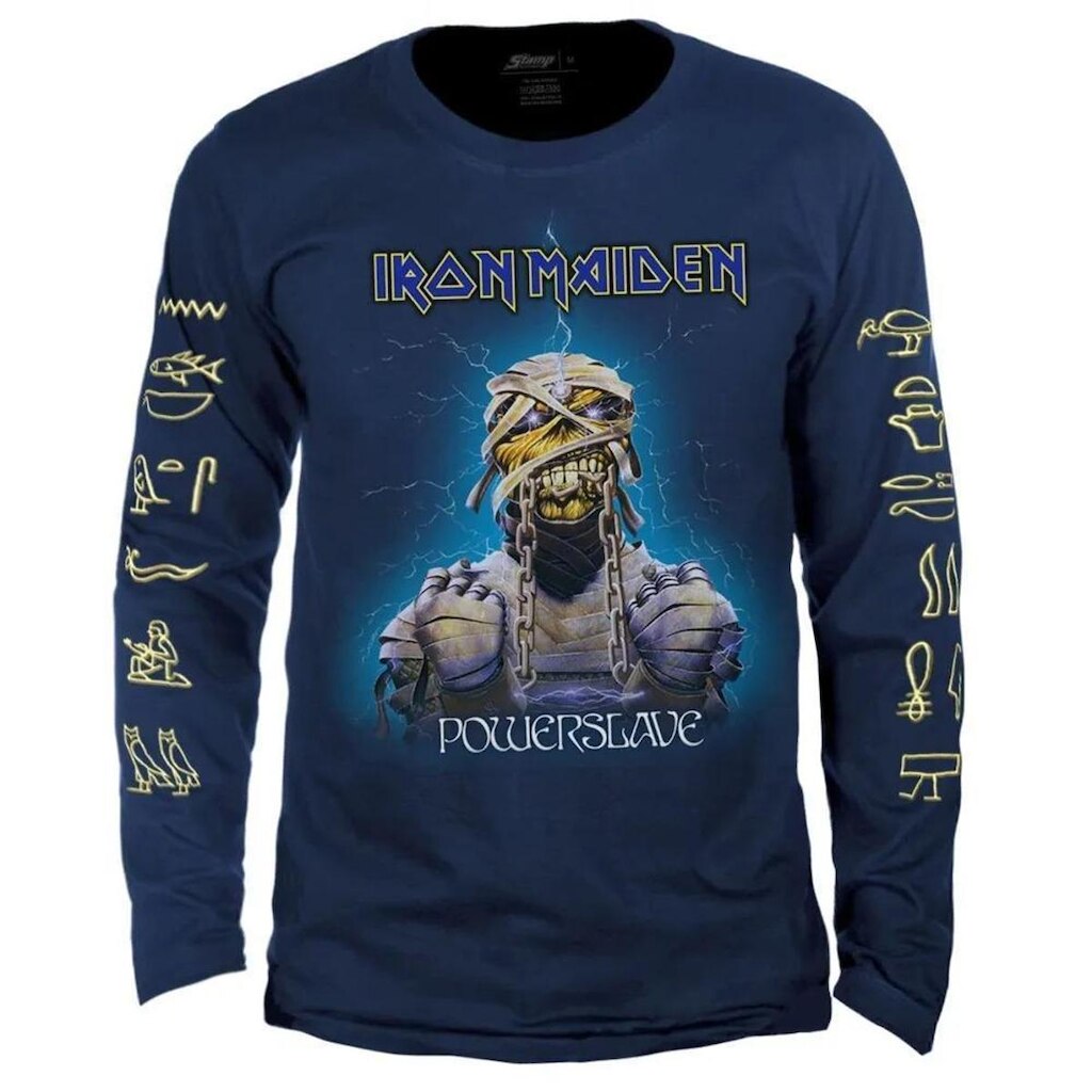 Camiseta Stamp de Banda Iron Maiden Manga Longa em Algodão Oficial