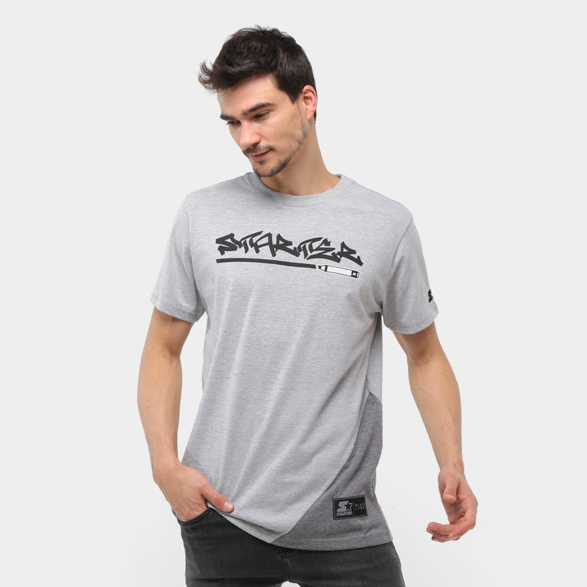 Camiseta Starter Especial Whiting Masculina - Cinza Menor preço em Camiseta Starter Especial Whiting Masculina - Cinza