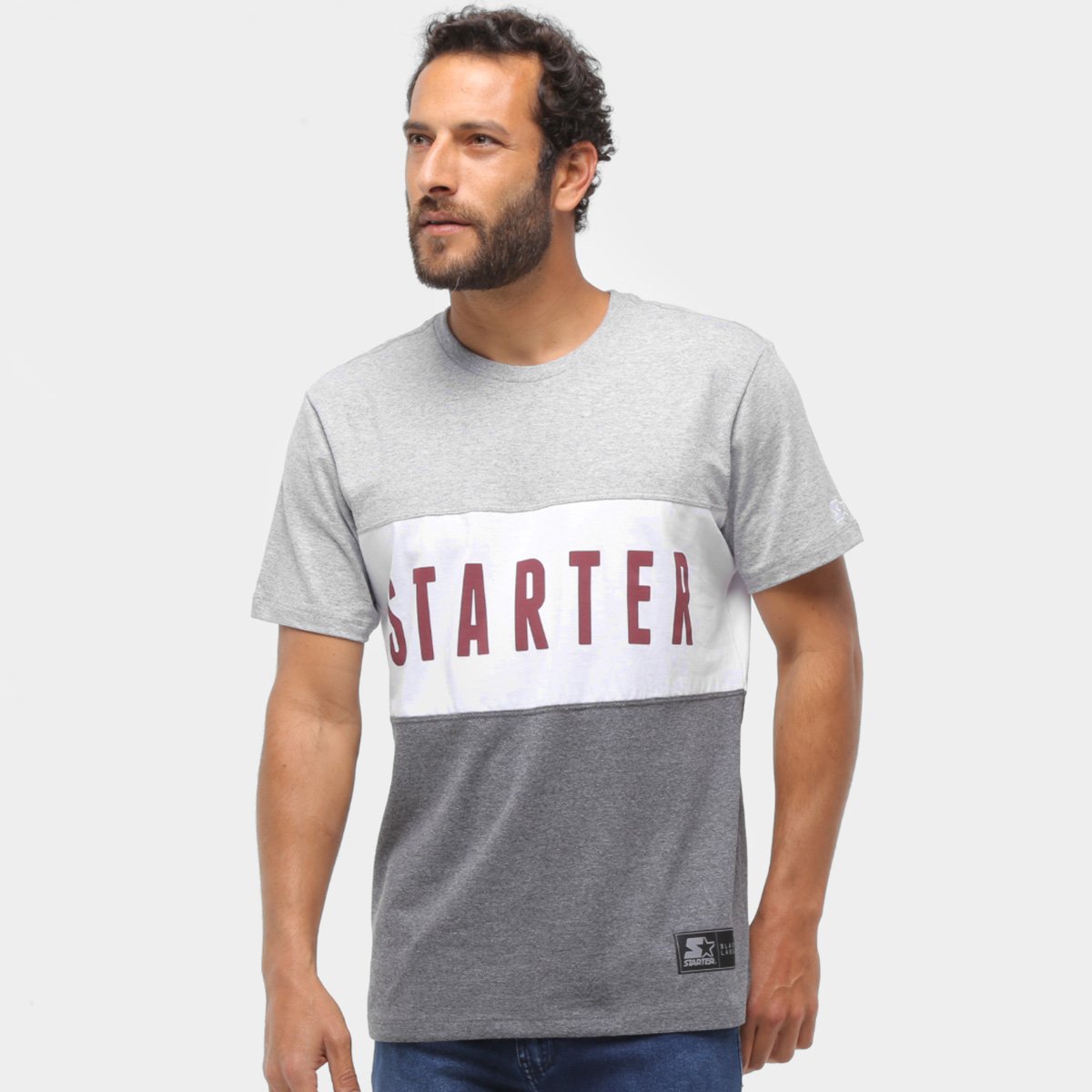 Camiseta Starter Logo Degradê Masculina - Cinza Menor preço em Camiseta Starter Logo Degradê Masculina - Cinza