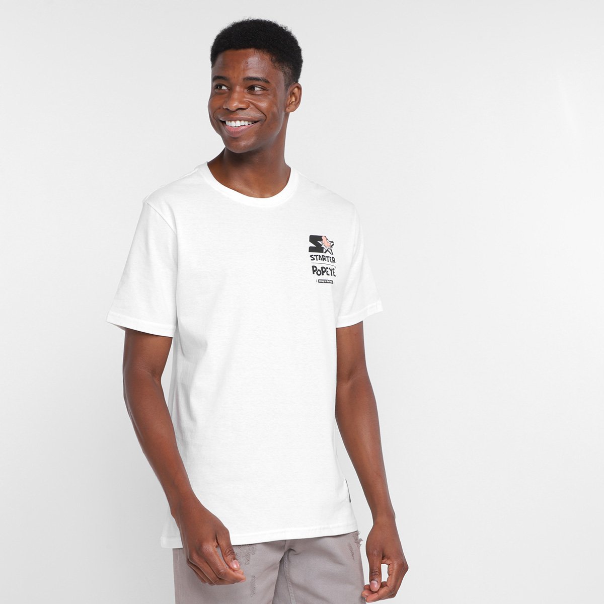 Camiseta Starter Smarter Popeye Estampada Masculina Menor preço em Camiseta Starter Smarter Popeye Estampada Masculina