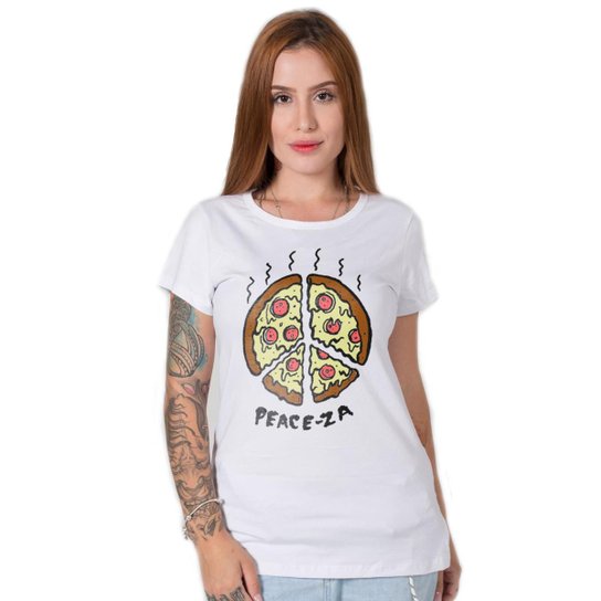 Camiseta Stoned Peace-za Feminina - Branco