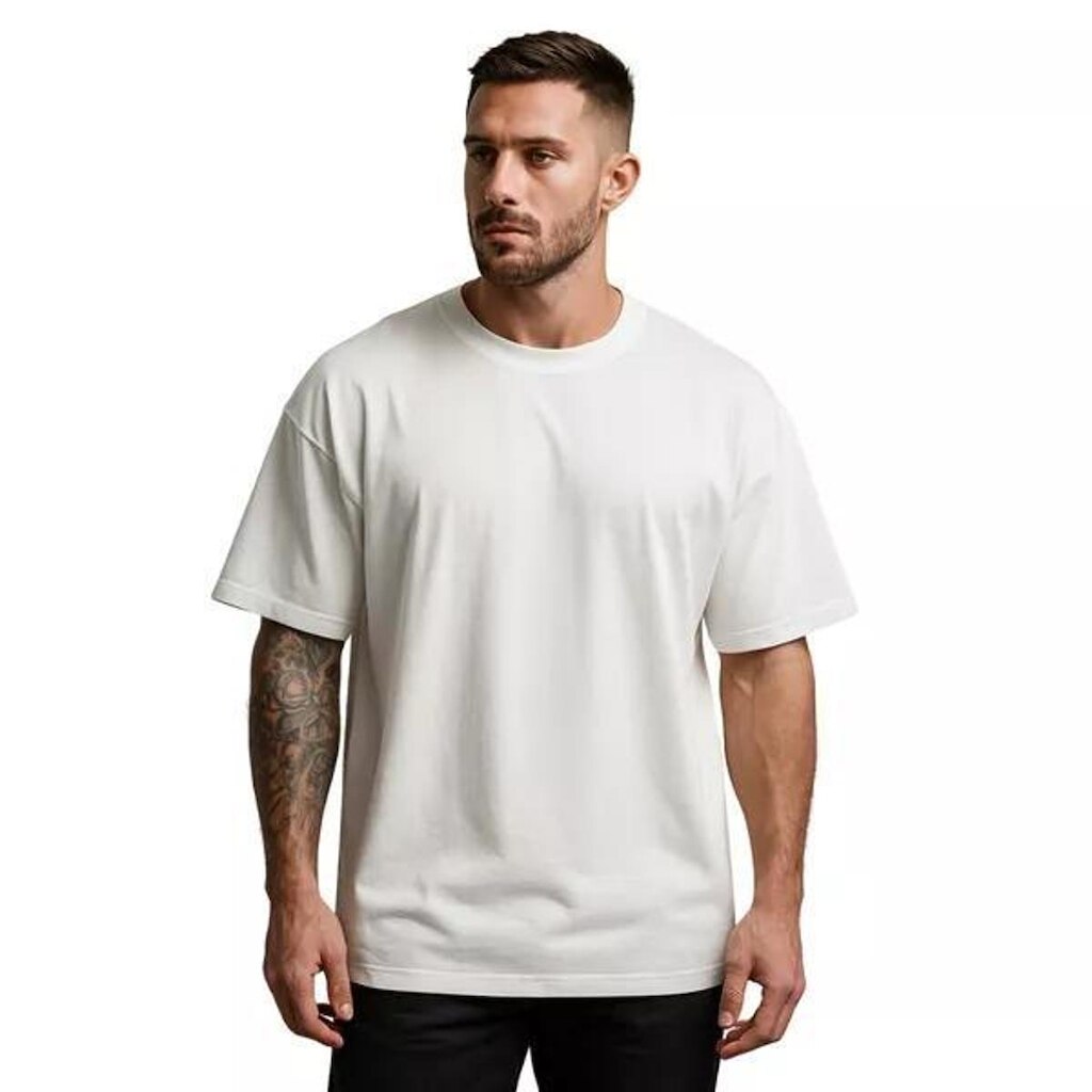 Camiseta Streetwear Oversized Lisa Masculina Solta, Leve e Moderna - Branca