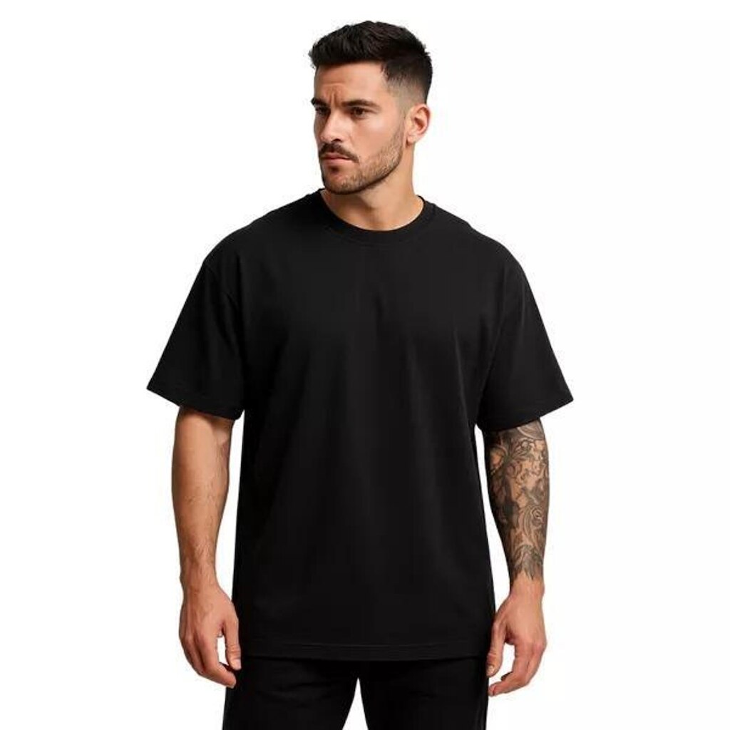 Camiseta Streetwear Oversized Lisa Masculina Solta, Leve e Moderna - Preta