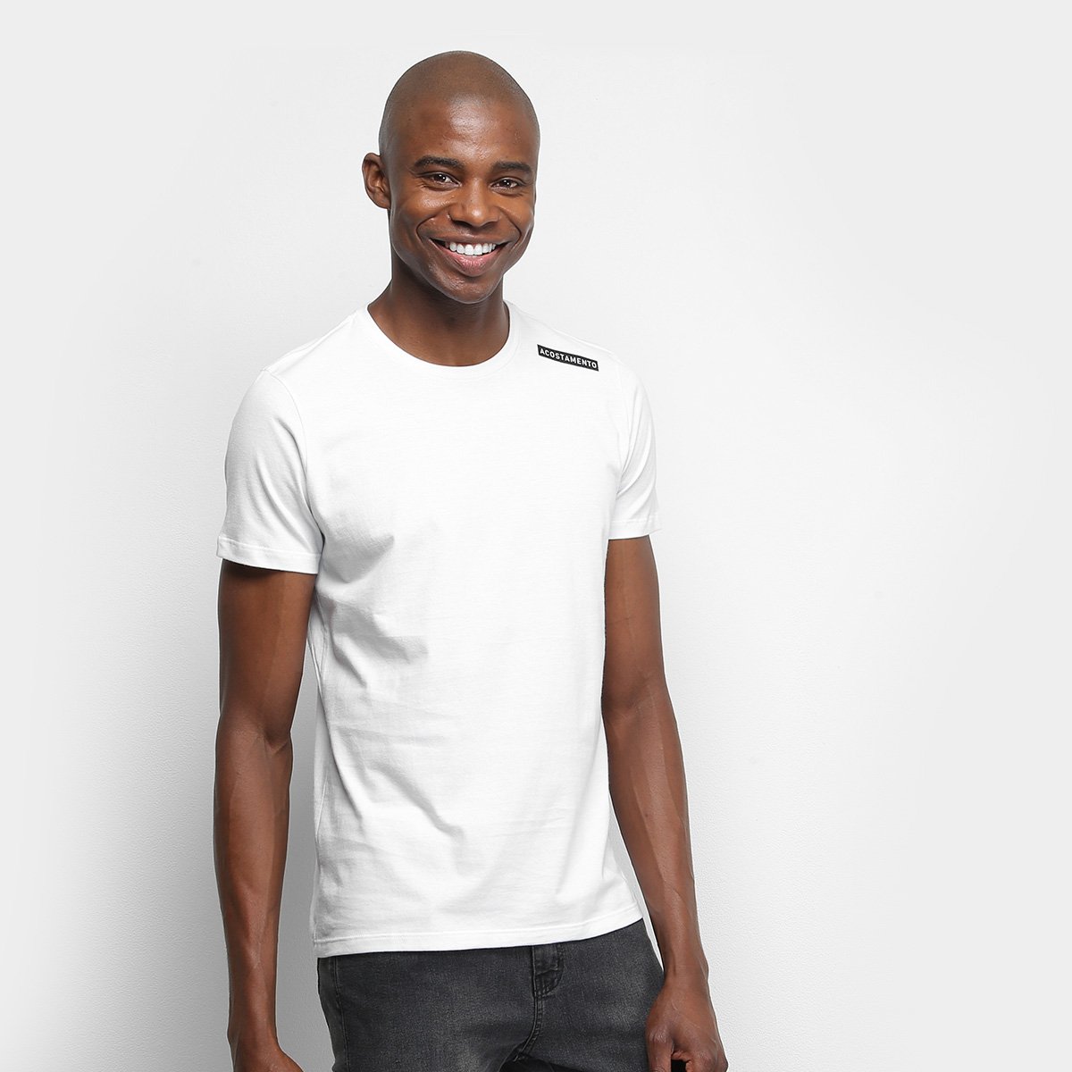 Camiseta T-Shirt Acostamento Básica Masculina - Branco Menor preço em Camiseta T-Shirt Acostamento Básica Masculina - Branco