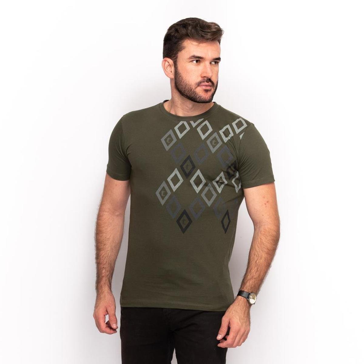 Camiseta T shirt Algodão Teodoro Masculino Manga Curta Slim - Verde Menor preço em Camiseta T shirt Algodão Teodoro Masculino Manga Curta Slim - Verde