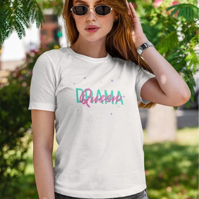 Camiseta T-Shirt Baby Look Feminina Algodão Drama Queen