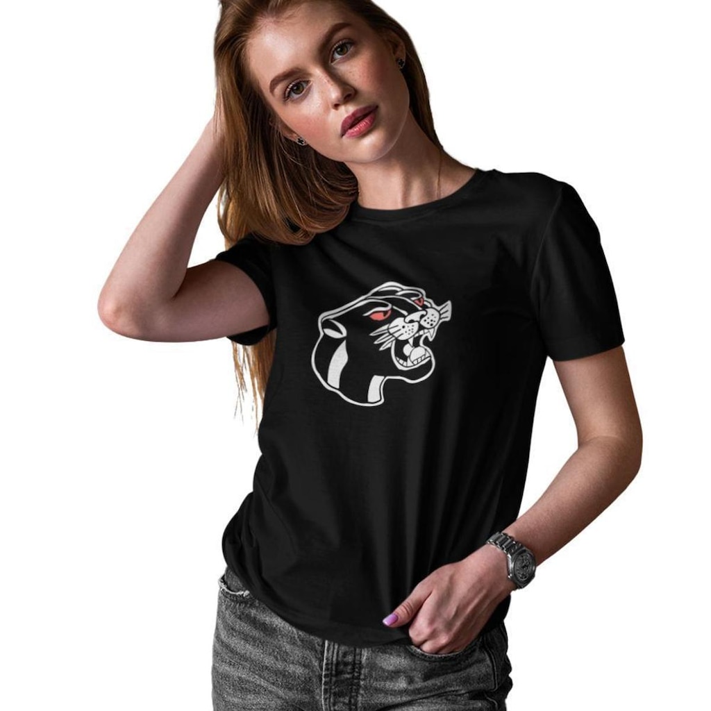 Camiseta T-Shirt Baby Look Feminina Algodão Estampa Pantera