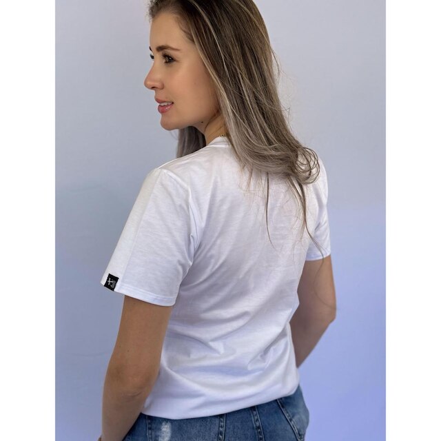 Camiseta T-Shirt Branca 100% Algodão Logo Laranja Valansuelo