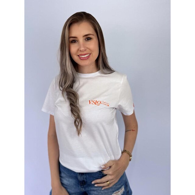 Camiseta T-Shirt Branca 100% Algodão Logo Laranja Valansuelo