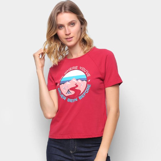 Camiseta T-Shirt Cantão Babylook Aventura Feminina - Vermelho