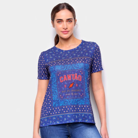 Camiseta T-Shirt Cantão Classic Bandana Tee Feminina - Azul Escuro