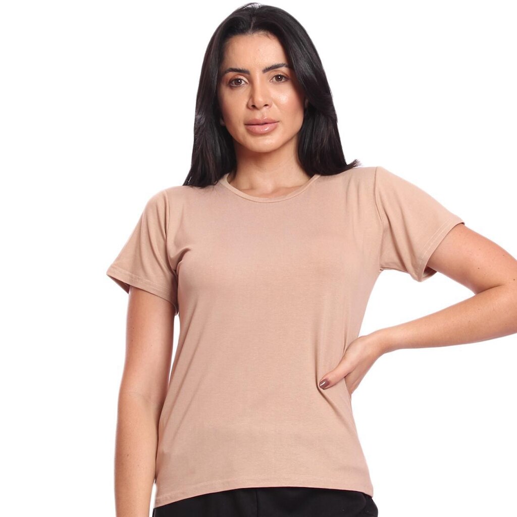 Camiseta T-Shirt Feminina Básica Manga Curta Suplex Casual Confortável