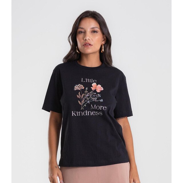 Camiseta T-shirt Feminina Com Estampa Endless Preto