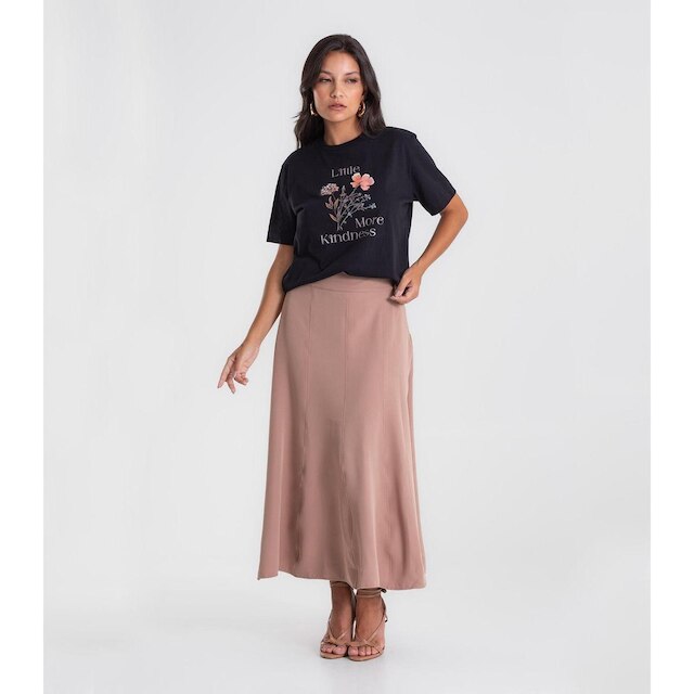 Camiseta T-shirt Feminina Com Estampa Endless Preto
