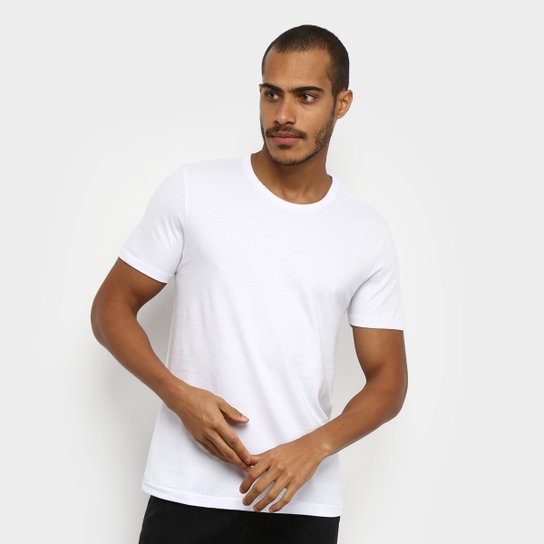 Camiseta T-Shirt Hering Slim Básica Masculina - Branco