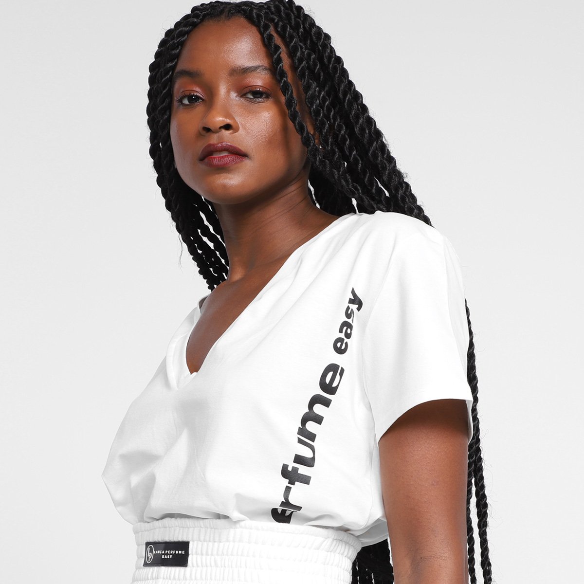 Camiseta T-Shirt Lança Perfume Easy Feminina - Off White Menor preço em Camiseta T-Shirt Lança Perfume Easy Feminina - Off White