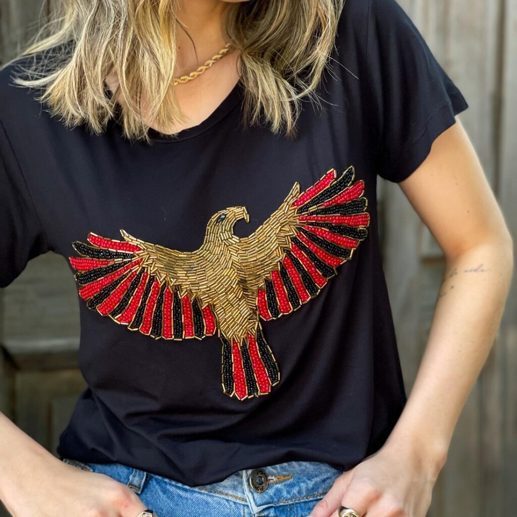 Camiseta T Shirt Sagitta Feminina Premium com Pedraria