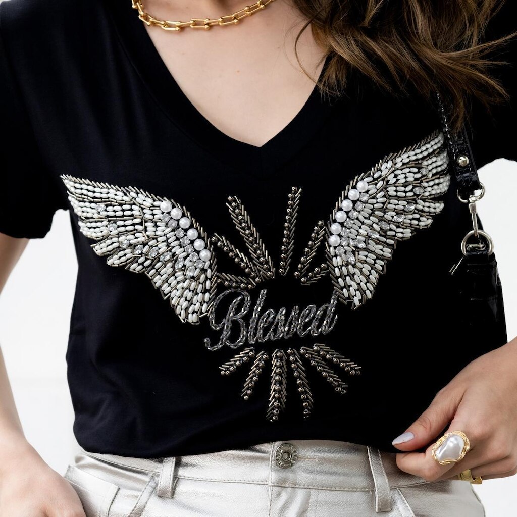 Camiseta T Shirt Sagitta Gola V Feminina Premium - Pedraria