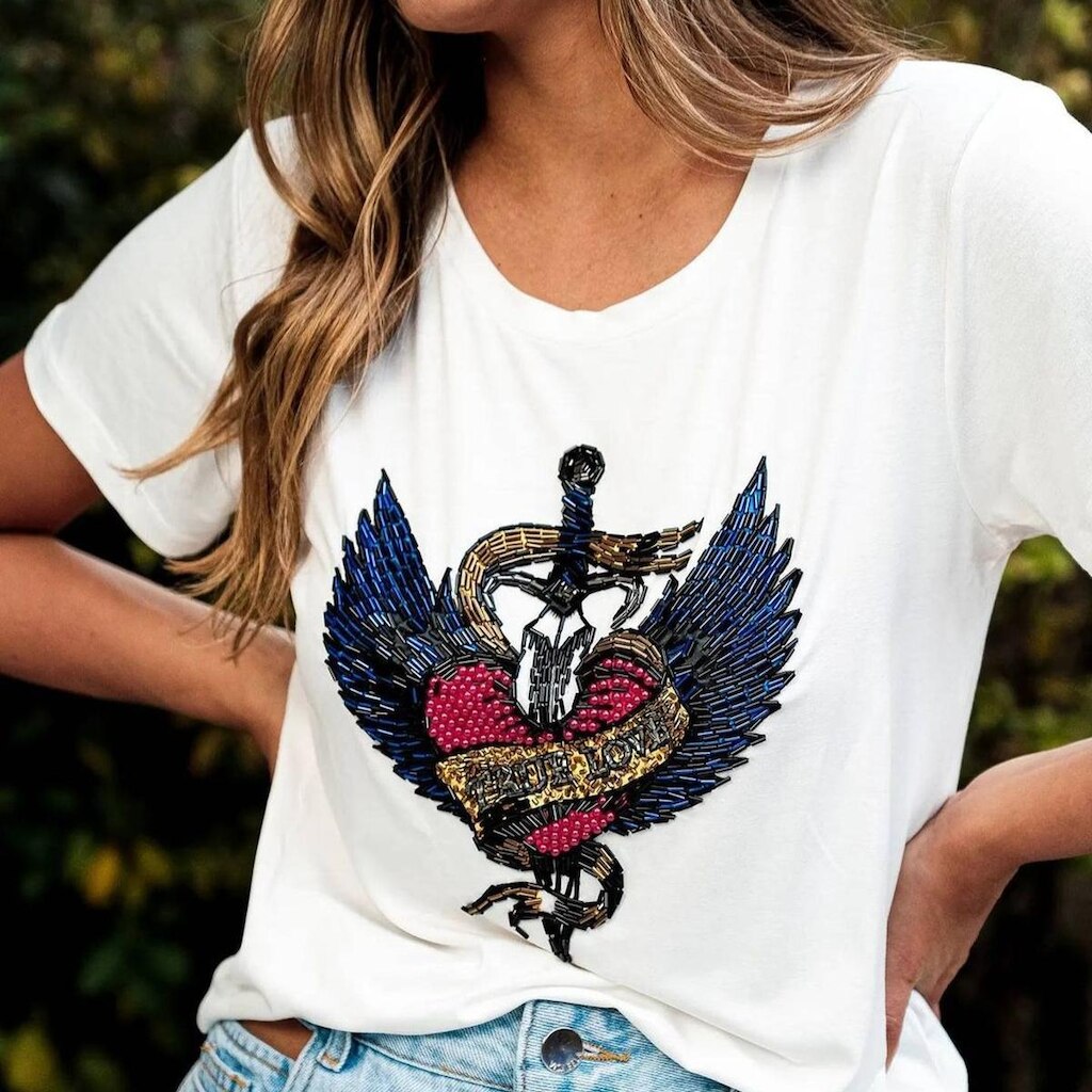 Camiseta T Shirt Sagitta Gola V Feminina Premium - Pedraria