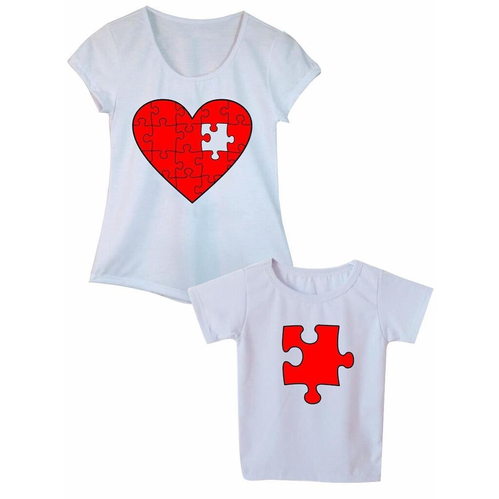 Camiseta Tal Mãe Tal Filho Kit Roupa Estampa Quebra Cabeça