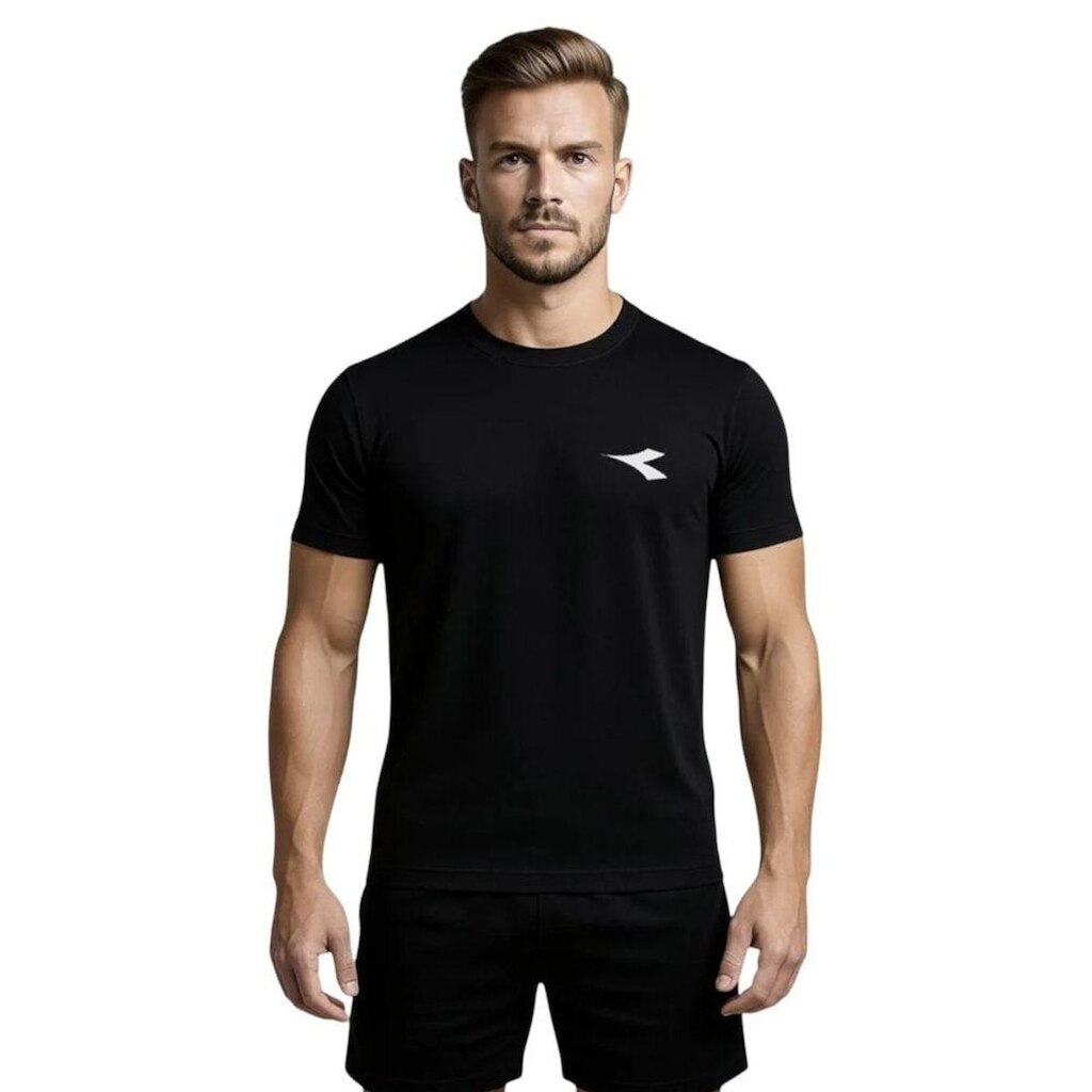 Camiseta Térmica Diadora Manga Curta Small Logo Masculina - Preto G