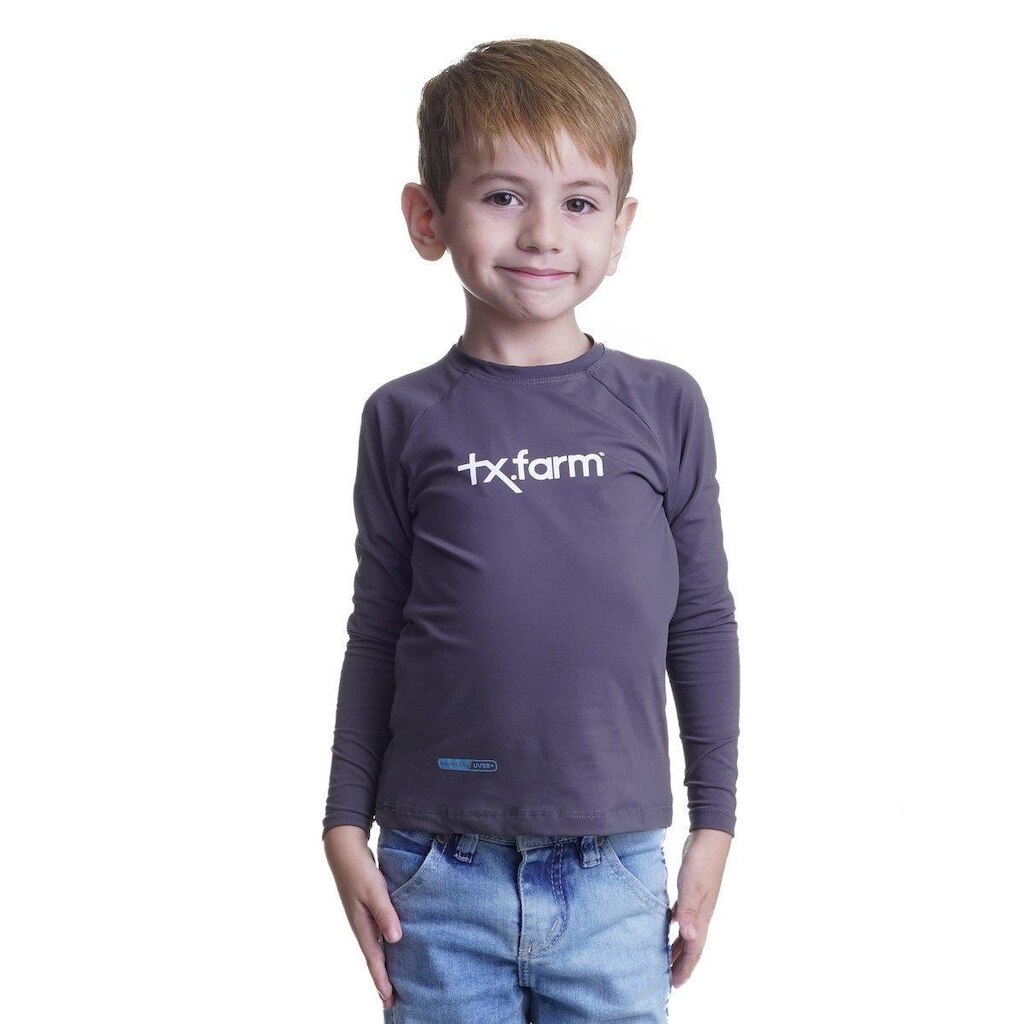 CAMISETA TÉRMICA INFANTIL UNISSEX UV50+ TEXAS FARM - UVMINI001 - CINZA CHUMBO