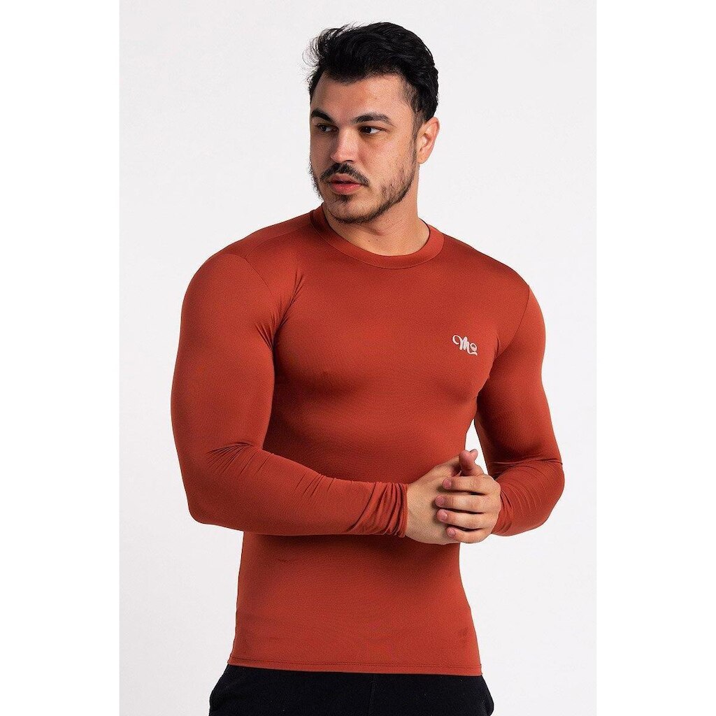 Camiseta Térmica Manga Longa Masculina Marrom
