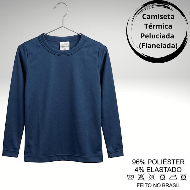 Camiseta Termica Unissex Segunda Pele Infantil Peluciada Por Dentro Para Escola Dia a Dia Quentinha