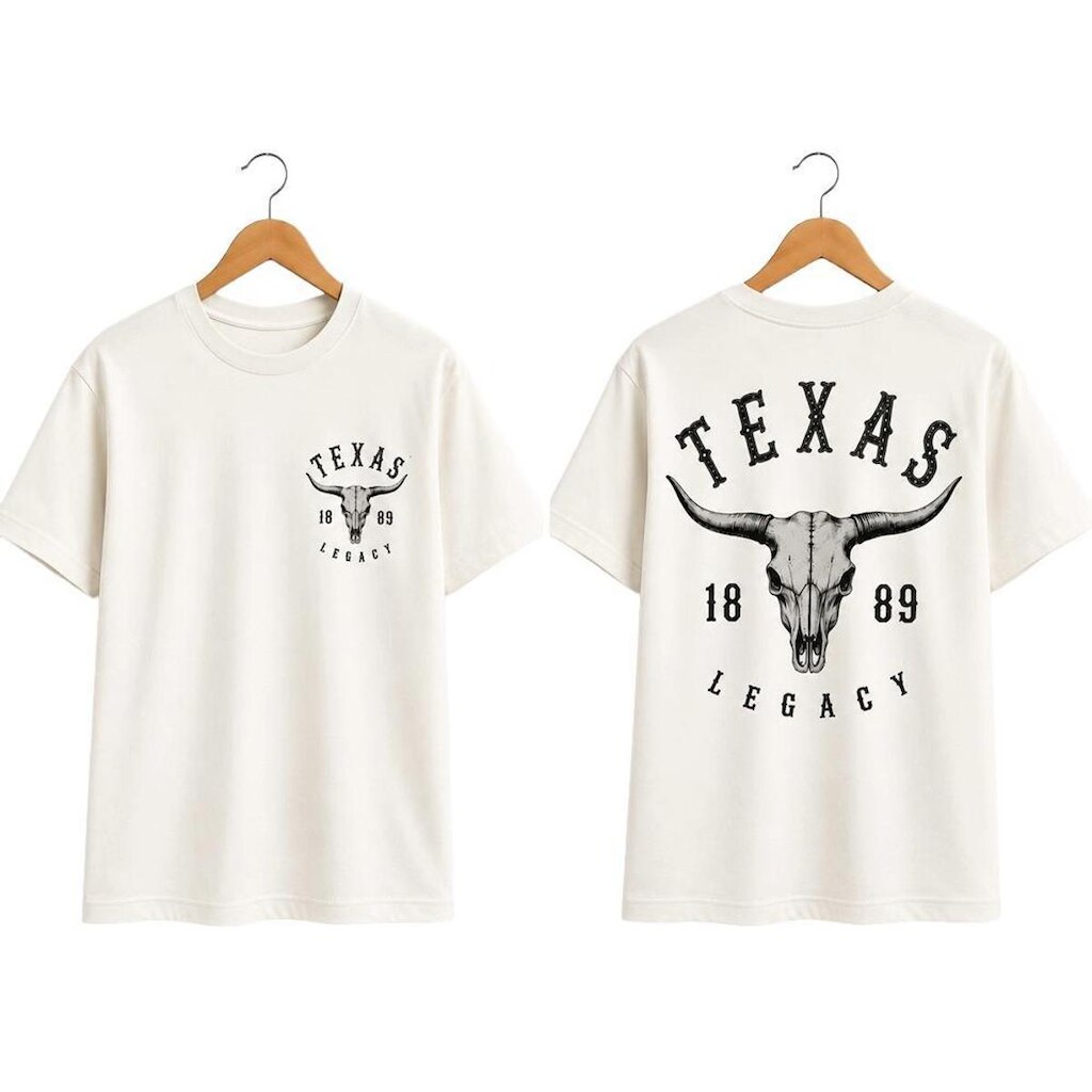 Camiseta Texas Algodão Country Unissex Estampa Touro Rodeio