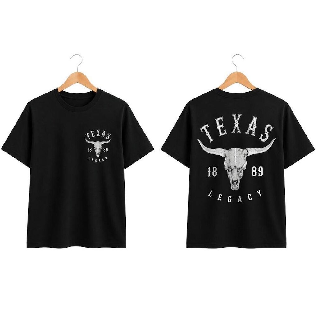 Camiseta Texas Algodão Country Unissex Estampa Touro Rodeio